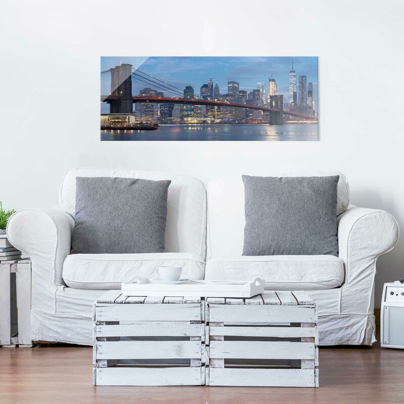 QUADRO MODERNO ASTRATTO SKYLINE BROOKLYN NEW YORK MANHATT DIPINTO OLIO SU  TELA 