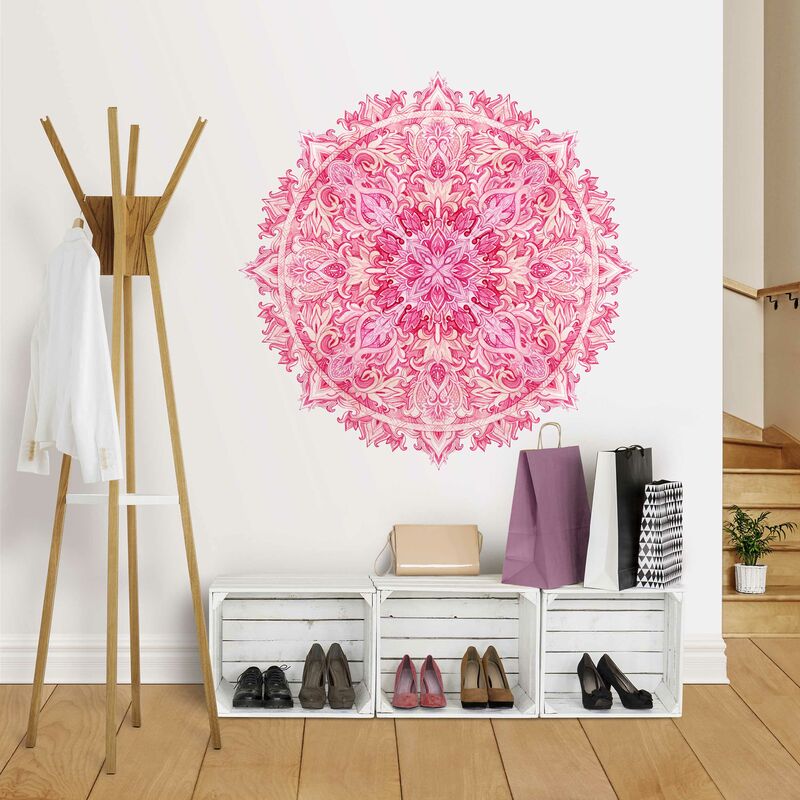 Adesivo murale - Acquerello mandala in rosa Dimensione LxH: 40cm x 40cm