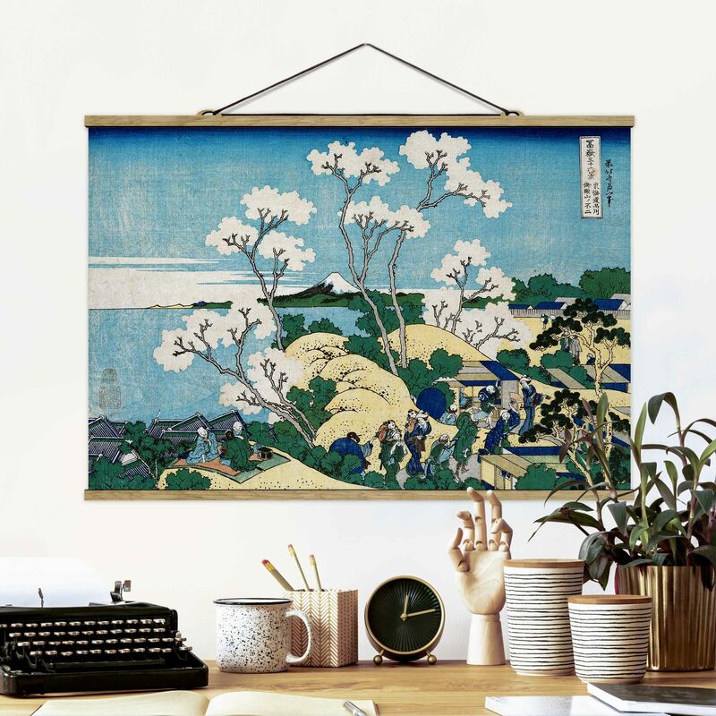 Foto su tessuto da parete con bastone - Katsushika Hokusai - La Fuji Di  Gotenyama - Orizzontale 2:3 Dimensione HxL: 23.5cm x 35cm Materiale: Rovere