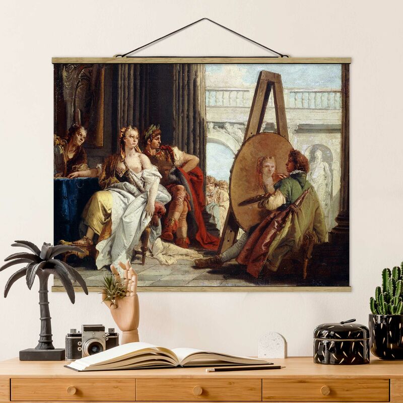 Foto su tessuto da parete con bastone - Giovanni Battista Tiepolo -  Alexander The Great - Orizzontale 3:4 Dimensione HxL: 26cm x 35cm  Materiale: Rovere