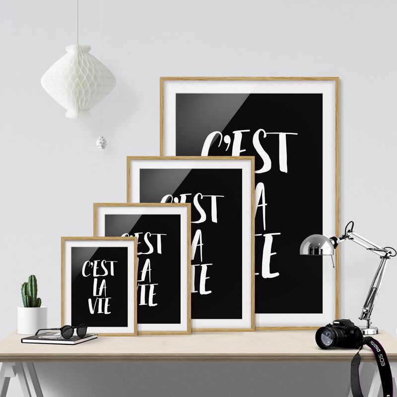 Poster con cornice - C'Est La Vie Dimensione HxL: 24cm x 18cm, Colore  cornice: Rovere