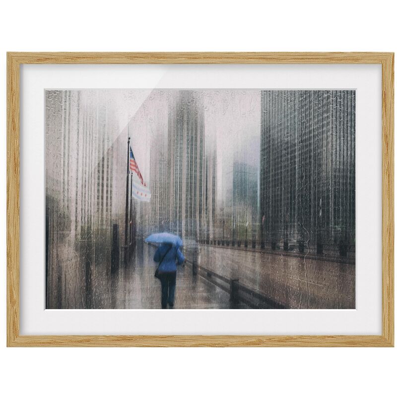 Poster con cornice - Rainy Chicago Dimensione HxL: 18cm x 24cm, Colore  cornice: Rovere