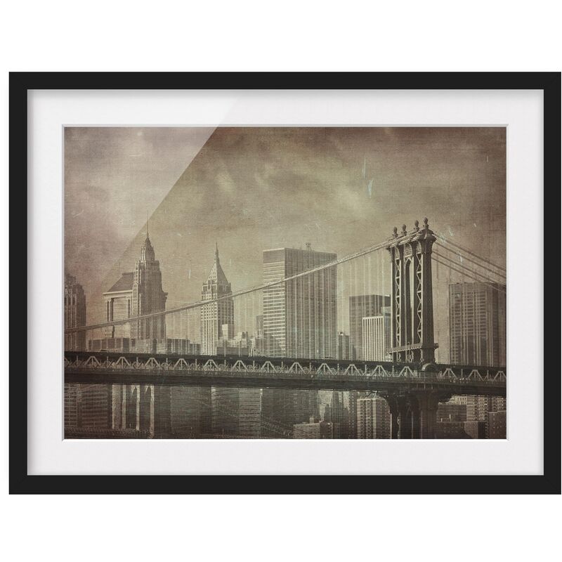 Poster con cornice - Vintage New York Dimensione HxL: 18cm x 24cm, Colore  cornice: Nero