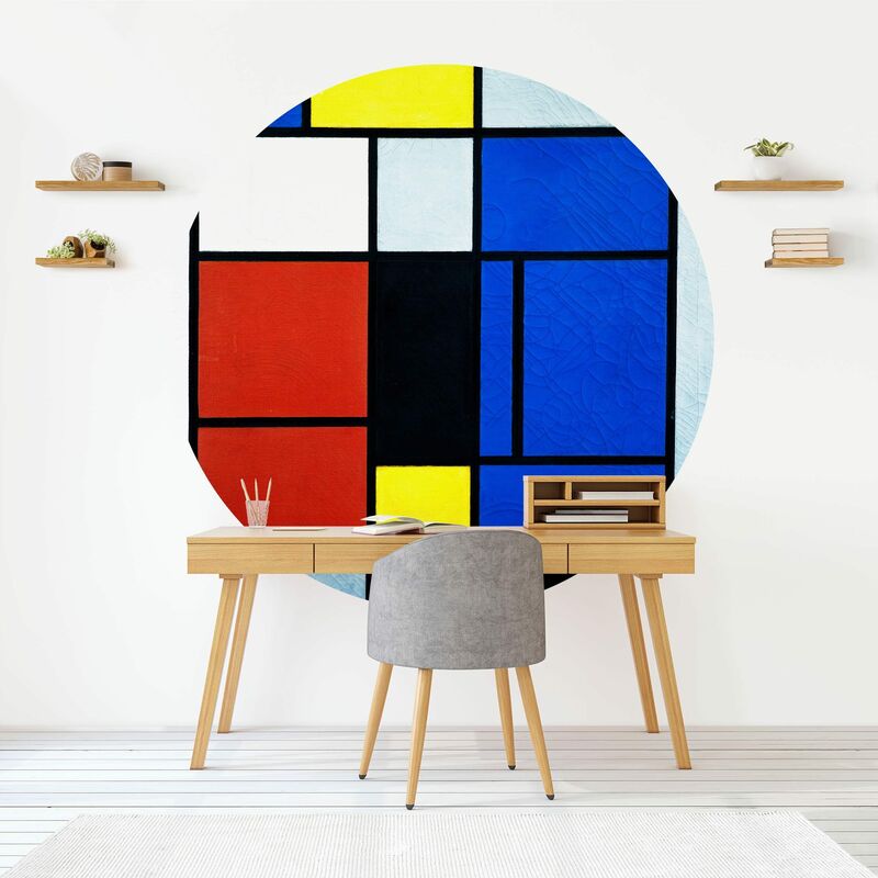 Carta da parati rotonda autoadesiva - Piet Mondrian - Tableau n 1 Ø 50cm