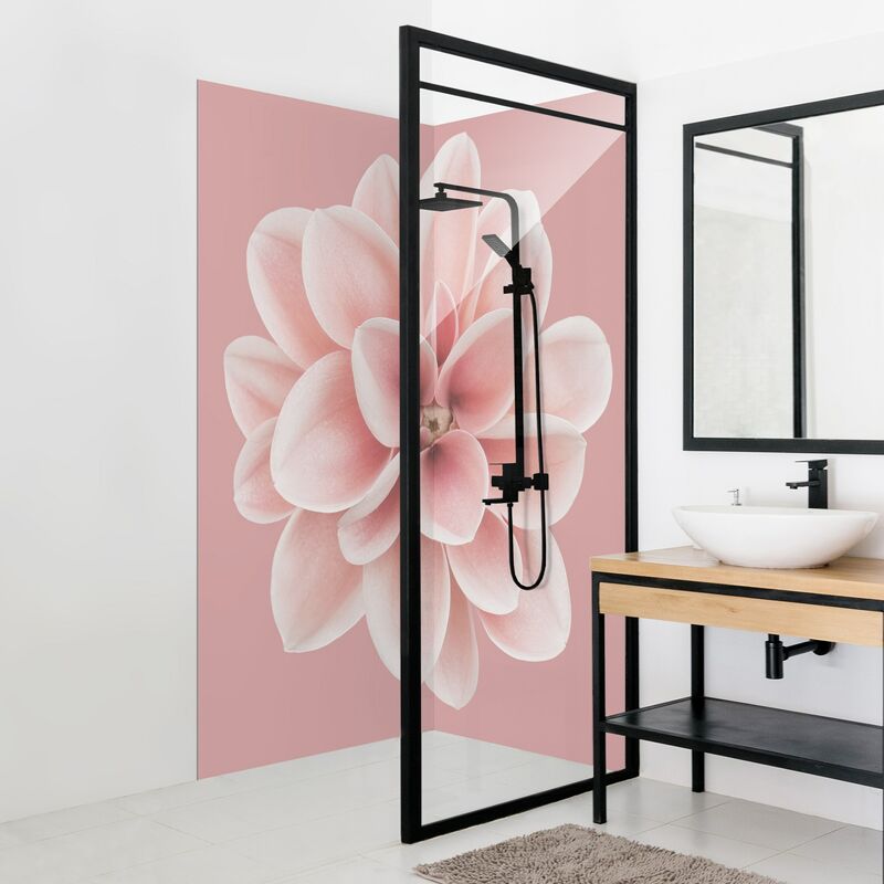 Rivestimento per doccia - Dalia centrata in fard rosa Dimensione HxL: 2 x  190x80cm Materiale: Pellicola rigida Smart Lucida 0,32 mm