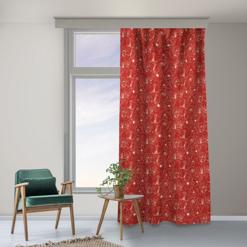 Tende - Motivo floreale di contorno - Rosso Dimensione HxL: 125cm x 130 cm  (1 Tenda)