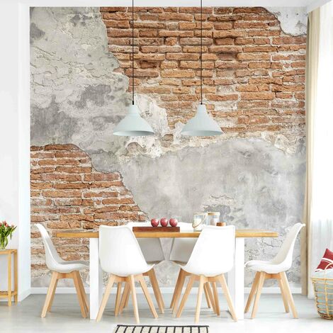 Carta da parati Premium - Shabby Muro Di Mattoni - Orizzontale Dimensione  HxL: 190cm x 288cm Tessuto non