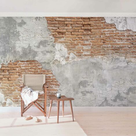 Carta da parati Premium - Shabby Muro Di Mattoni - Orizzontale Dimensione  HxL: 190cm x 288cm Tessuto non