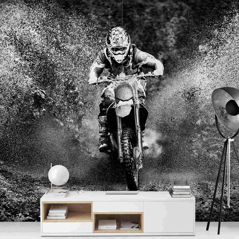 Carta da parati Premium - Motocross nel Fango - Formato quadrato Dimensione  HxL: 192cm x 192cm Tessuto non