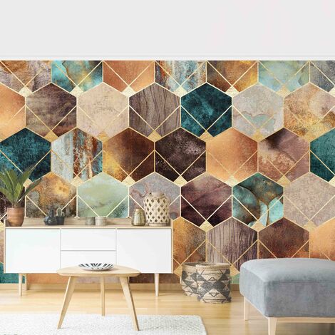 Carta da parati - Colorful pastello oro Geometria - Orizzontale Dimensione  HxL: 190cm x 288cm Tessuto non tessuto