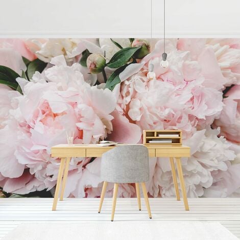 Carta Da Parati Fiori Natura Peonie Rosa 368x254 cm - Include