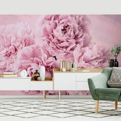 Carta Da Parati Fiori Natura Peonie Rosa 368x254 cm - Include