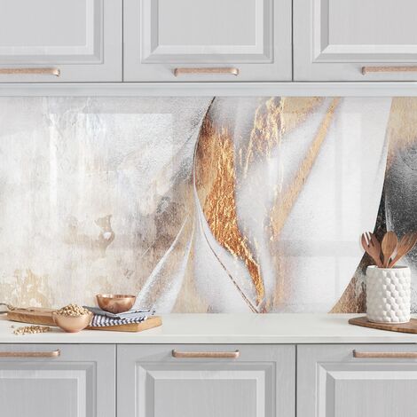 Rivestimento cucina - Oro pittura astratta inverno Dimensione HxL: 40cm x  140cm Materiale: Smart