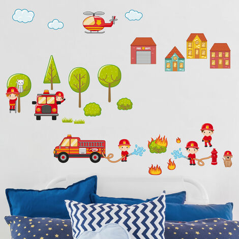 Adesivo murale Big Firefighter Set Dimensione LxH: 30cm x 45cm