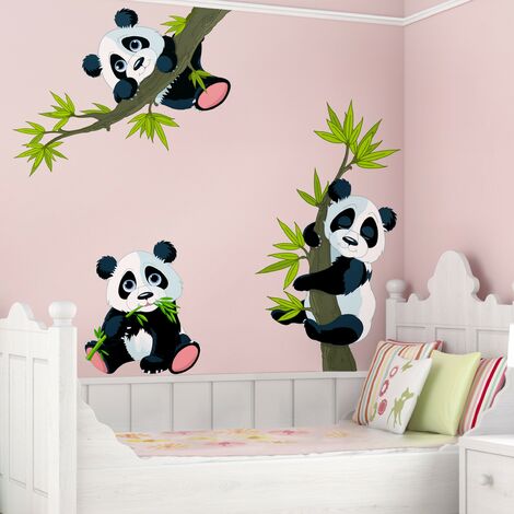 Adesivi murali bambini - Set orsetti panda - Stickers cameretta Dimensione  LxH: 30cm x 45cm