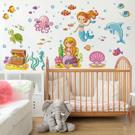 Adesivi murali bambini - Set acquatico con sirene - Stickers