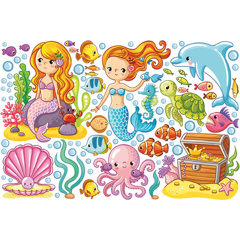 Sirena, Stampa camera bambina, Poster sirenetta, Stampa personalizzabile,  Illustrazione cameretta bambine -  Italia