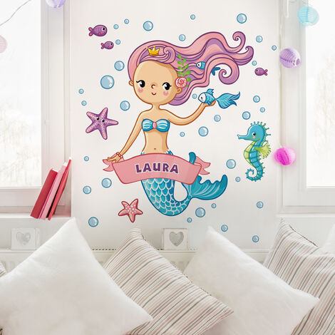 Sirena, Stampa camera bambina, Poster sirenetta, Stampa personalizzabile,  Illustrazione cameretta bambine -  Italia