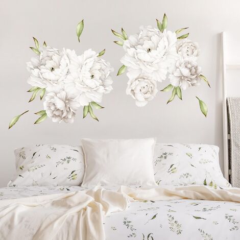 Adesivo murale fiori - Set di peonie in bianco Dimensione LxH