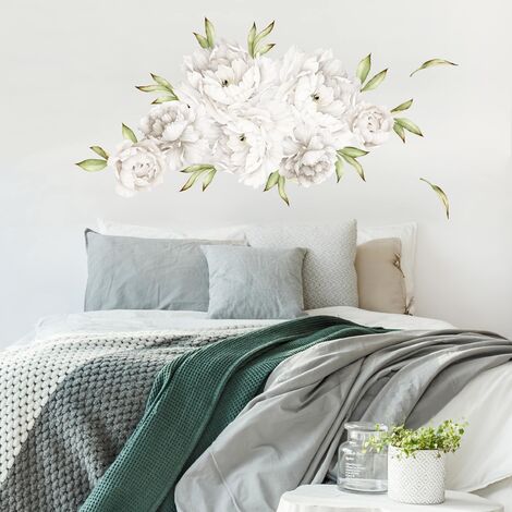 Adesivo murale fiori - Set di peonie in bianco Dimensione LxH: 30cm x 45cm