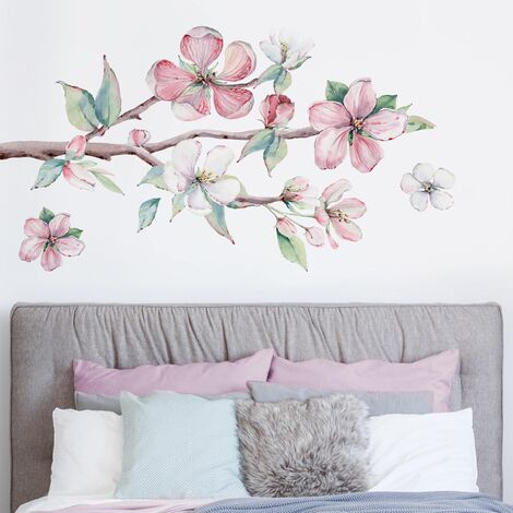 Adesivo murale fiori - Ramo di ciliegio effetto acquerello Dimensione LxH:  20cm x 40cm