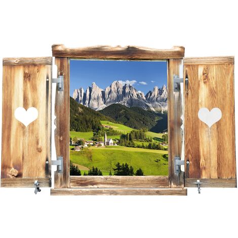 WALL STICKERS ADESIVI MURALI Vallata Montagna Natura Trompe L'oeil