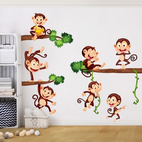 Adesivi murali bambini - Scimmiette felici - Stickers cameretta