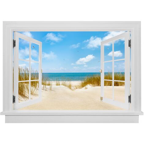 Trompe l'oeil adesivi murali - Finestra su spiaggia da sogno Dimensione  HxL: 40cm x 30cm