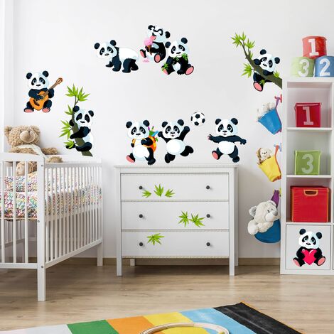 Adesivi murali bambini - Dolci orsetti panda in set grande - Stickers  cameretta Dimensione LxH: 30cm x 45cm
