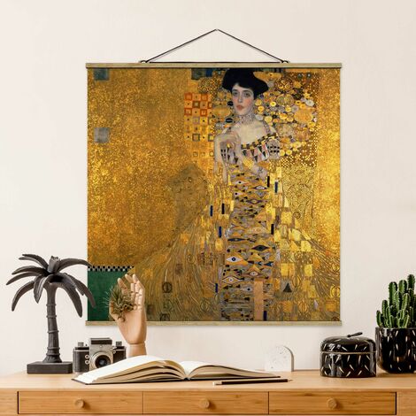 Foto su tessuto da parete con bastone - Gustav Klimt - Ritratto di Adele  Bloch-Bauer I - Quadrato