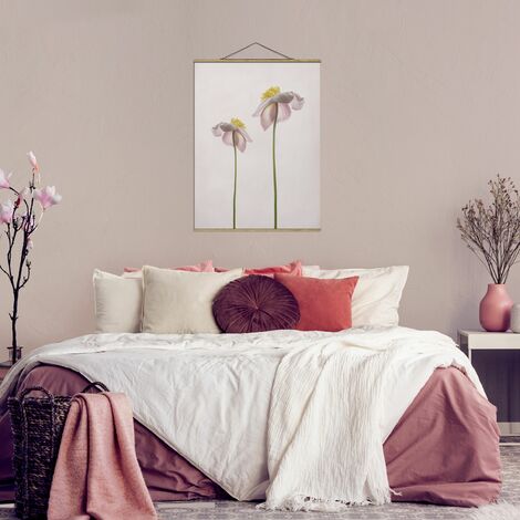 Foto su tessuto da parete con bastone - Rosa Anemone Fiori - Verticale 4:3  Dimensione HxL: 46.5