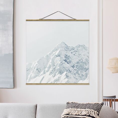 Foto su tessuto da parete con bastone - Montagna bianca - Quadrato 1:1  Dimensione HxL: 35cm x