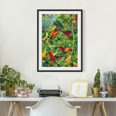 Poster con cornice - Colorato collage - Parrot In The Jungle