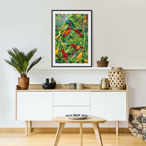 Poster con cornice - Colorato collage - Parrot In The Jungle