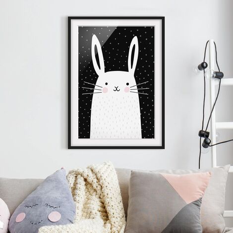 Poster con cornice - Zoo Con I Modelli - Hase Dimensione HxL: 24cm x 18cm,  Colore cornice: Nero