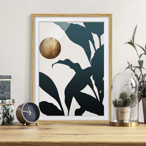 Poster con cornice - Luna dorata nella giungla Dimensione HxL