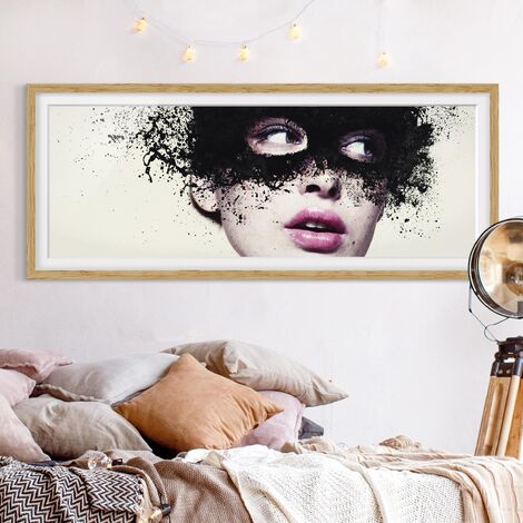 Poster con cornice - La Ragazza Con La Maschera Nera Dimensione HxL: 20cm x  50cm, Colore cornice