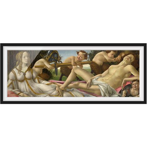 Poster con cornice - Sandro Botticelli - Venere E Marte Dimensione HxL:  20cm x 50cm, Colore cornice: Nero