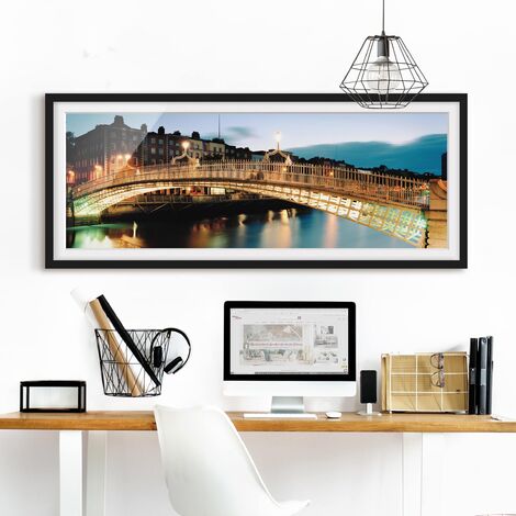 Poster con cornice - Ha'Penny Bridge Dimensione HxL: 20cm x 50cm, Colore  cornice: Nero