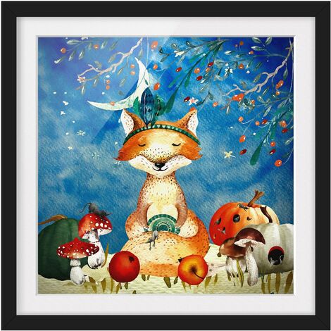 Poster con cornice Fox In The Fall verticale su