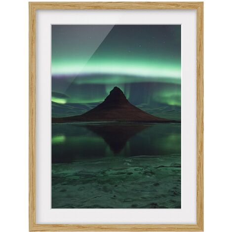 Poster con cornice - Aurora In Iceland Dimensione HxL: 24cm x 18cm, Colore  cornice: Rovere