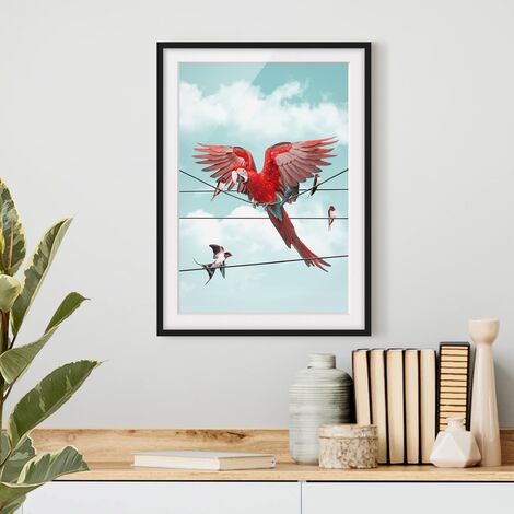 Poster con cornice - Cielo Con Uccelli Dimensione HxL: 24cm x 18cm
