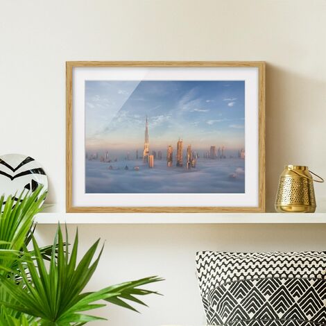 Poster con cornice - Dubai Sopra Le Nuvole Dimensione HxL: 18cm x