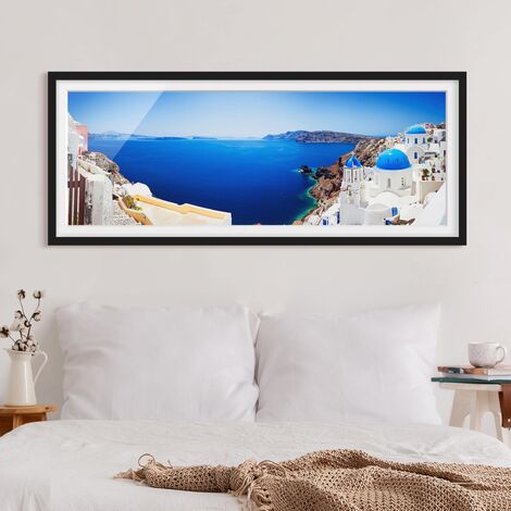 Poster con cornice - View Over Santorini Dimensione HxL: 20cm x