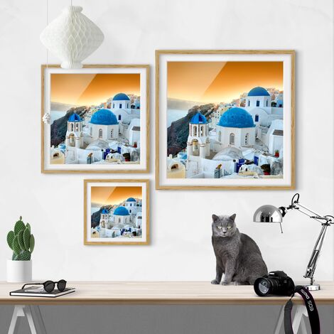 Poster con cornice - View Over Santorini Dimensione HxL: 20cm x