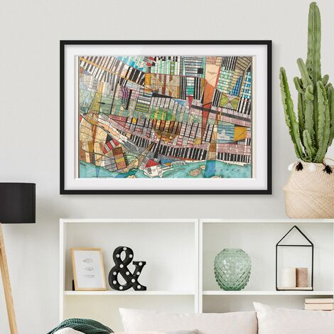 Poster con cornice - Modern Map Of Montreal Dimensione HxL: 18cm x 24cm,  Colore cornice: Nero