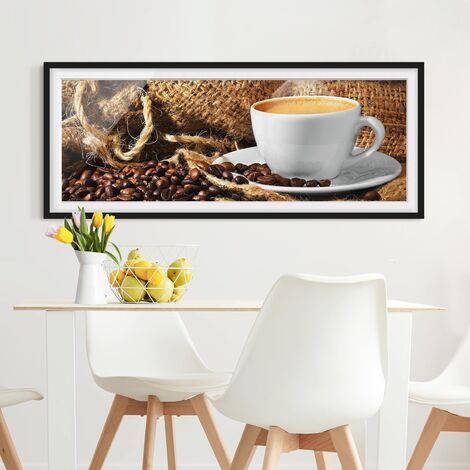 Poster con cornice - Il Caffè Del Mattino Dimensione HxL: 20cm x 50cm,  Colore cornice: Nero