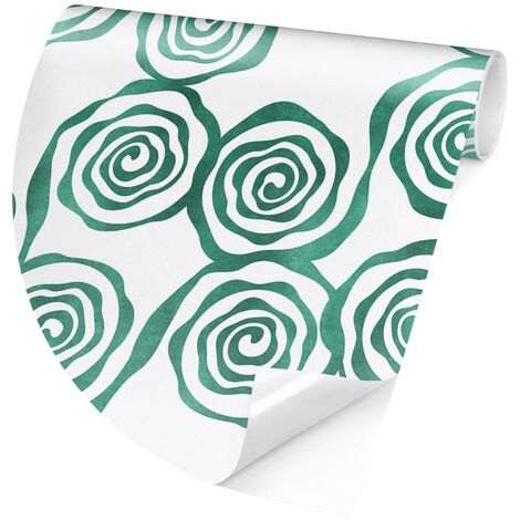 Carta da parati rotonda autoadesiva - Motivo naturale Swirl Turchese Ø 50cm