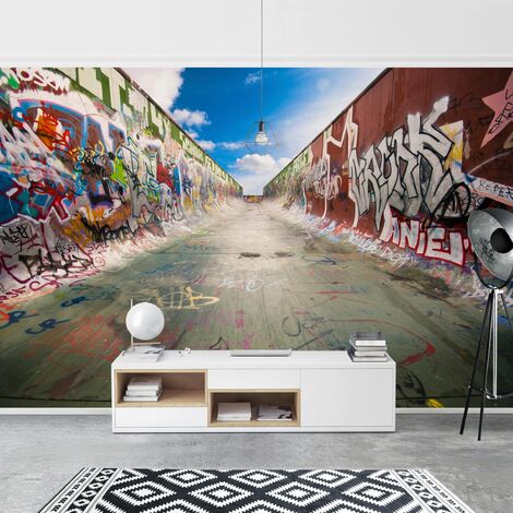 Carta da parati adesiva parete in pietra - Colors Of Graffiti - Formato  quadrato Dimensione HxL: 192cm x