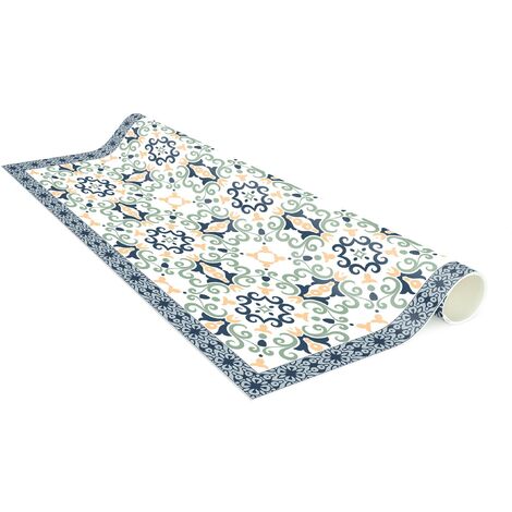 Tappeti in vinile - Piastrelle geometriche Ikat sabbia con bordi - Quadrato  1:1 Dimensione HxL: 40cm x